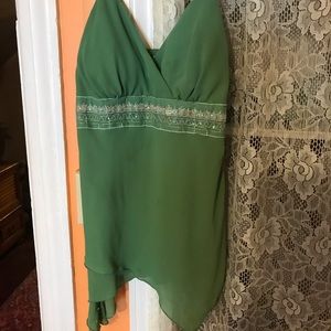 Green spaghetti strap top